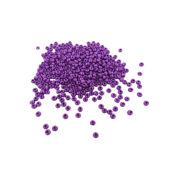 Perles de rocailles en verre 7° (ø 03,5 mm) Coloris violet Métallisé - Boîte de 15 grs - Photo n°1
