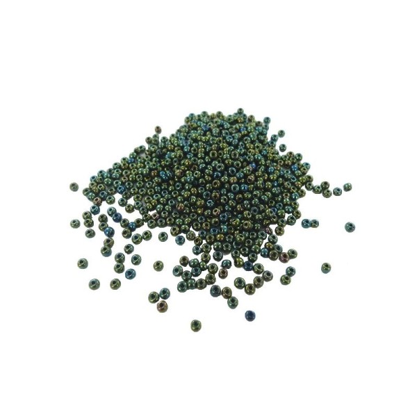 Perles de rocailles en verre 8° (ø 03 mm) Coloris lopho vert - Boîte de 15 grs - Photo n°1