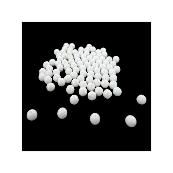 Perles rondes en verre (diam 07 mm) Blanc Opaque - Boîte de 40 pièces - Photo n°1