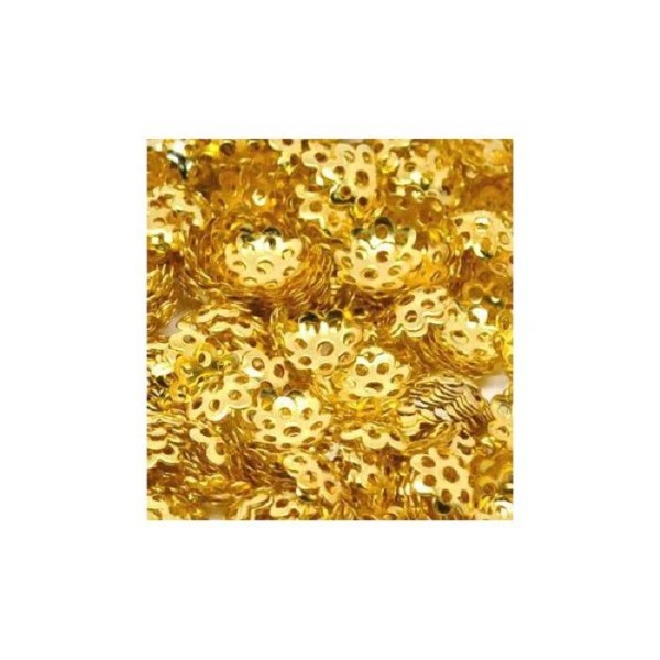LOT de 100 Coupelles Perles calottes Fleurs en métal doré / or 6 mm - Photo n°1