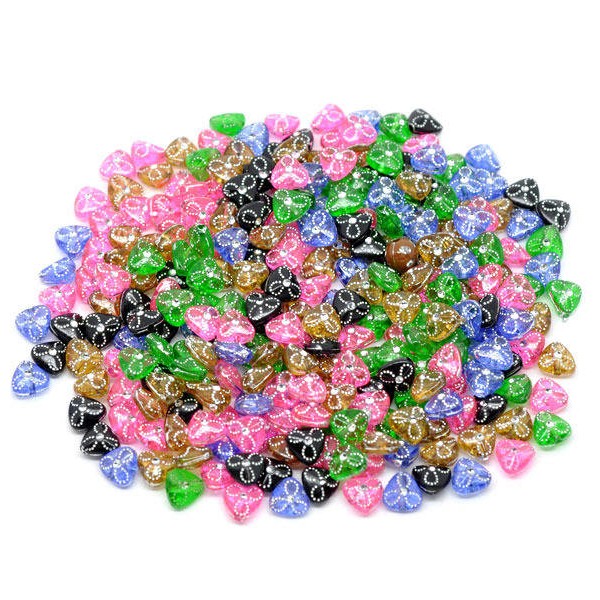 LOT 20 Perles  TRIANGLE à strass / diamant - 9 mm  MULTICOLORES acryliques - Photo n°1