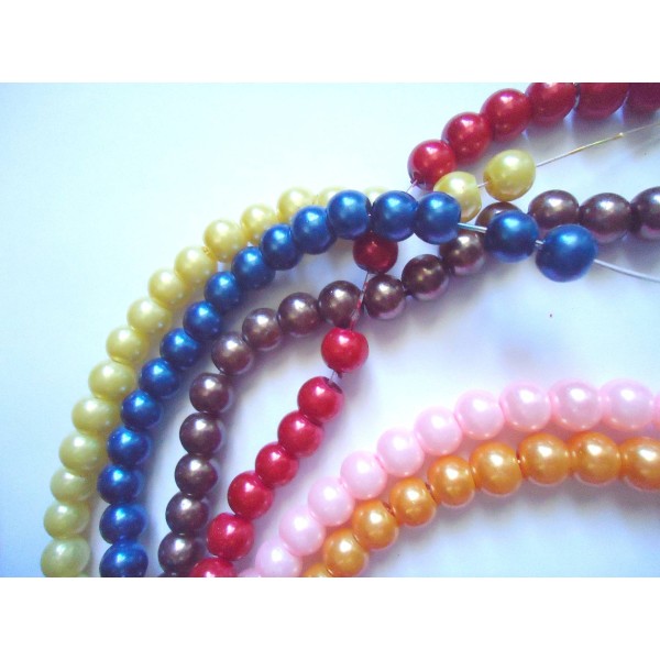 LOT de 280 Perles Verre COLORIS AU CHOIX 6 mm (doré, gris, violet, rouge, vert d'eau) - Photo n°3