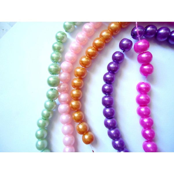 LOT de 280 Perles Verre COLORIS AU CHOIX 6 mm (doré, gris, violet, rouge, vert d'eau) - Photo n°4