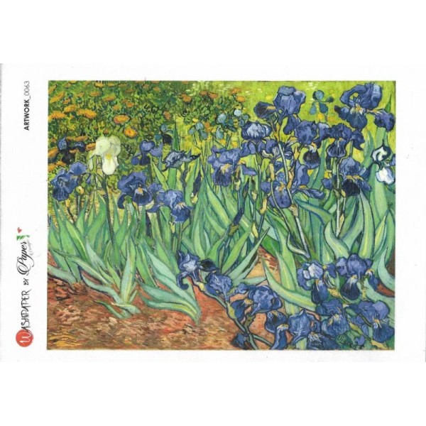 Papier de riz 16x22 cm Iris Van Gogh Découpage Collage Scrapbooking Carterie - Photo n°1