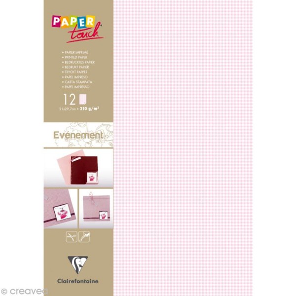 Papier Paper Touch - Evénement - Vichy rose A4 x 12 - Photo n°1