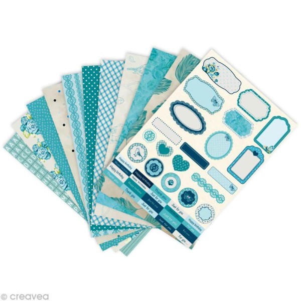 Papier scrap Clairefontaine - Bloc A5 Paper Touch Fleurs bleues x 20 - Photo n°2