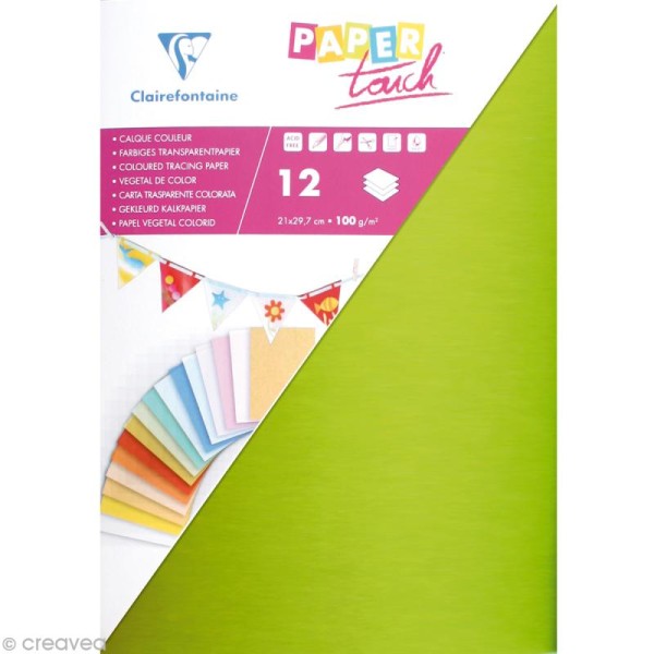 Papier calque couleur Paper Touch A4 Assortiment x 12 feuilles unies - Photo n°1