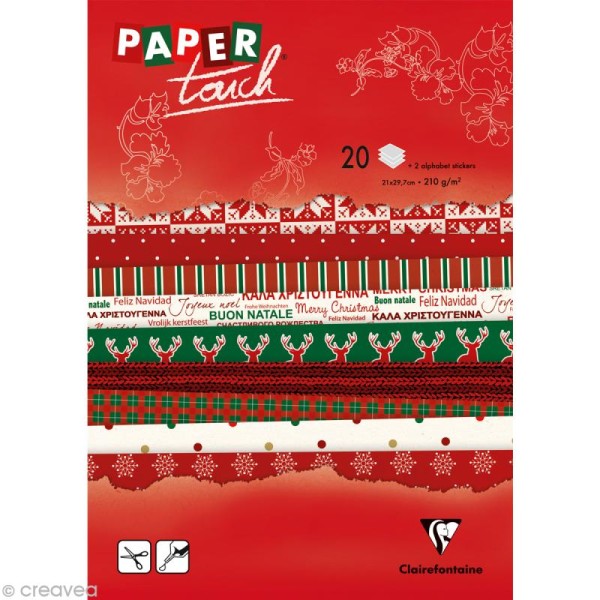 Papier scrap Clairefontaine - Bloc A4 Paper Touch Noël x 20 - Photo n°1