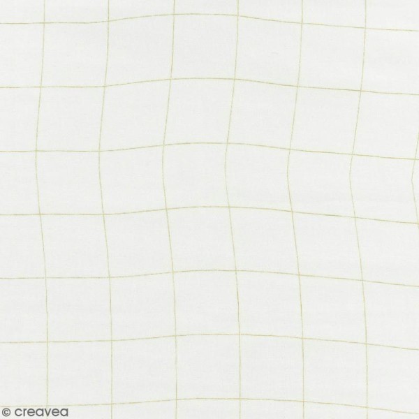 Tissu double gaze de coton - carreaux dorés sur Fond blanc - Par 10 cm (sur mesure) - Photo n°1