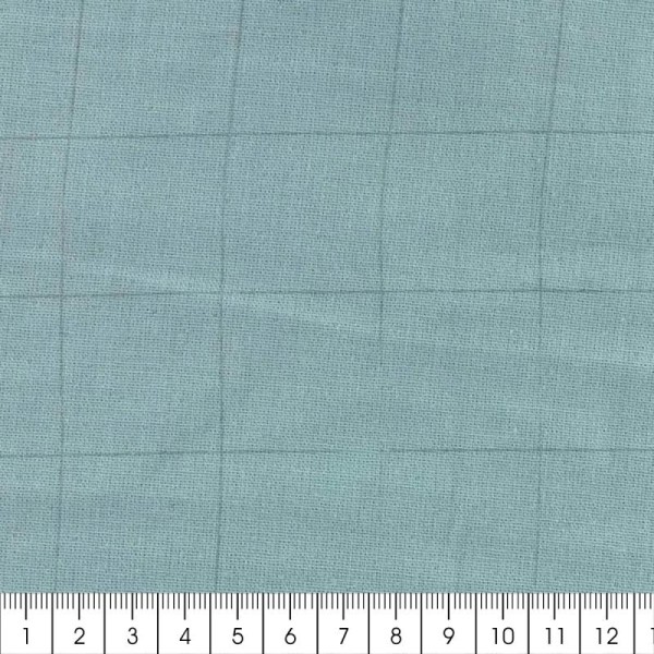Tissu double gaze de coton - carreaux argentés sur Fond vert de gris - Par 10 cm (sur mesure) - Photo n°2