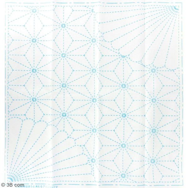 Coupon de tissu Blanc Sashiko pré-imprimé - Asanoha (feuille de lin) coin fleur - 31 x 31 cm - Photo n°2