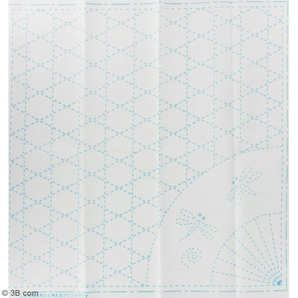 Coupon de tissu Blanc Sashiko pré-imprimé - Kagomé (tresses de panier) et libellules  - 31 x 31 cm - Photo n°2