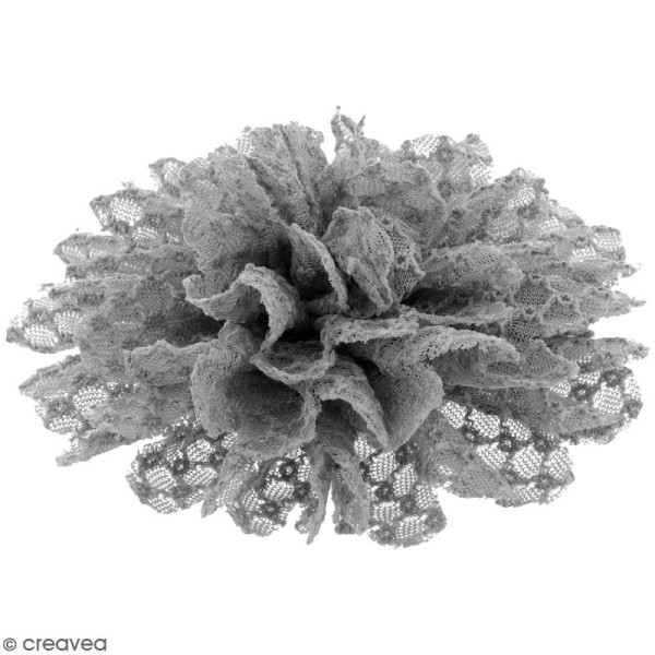 Fleur dentelle à coudre - Gris - 10 cm de diamètre - Photo n°1