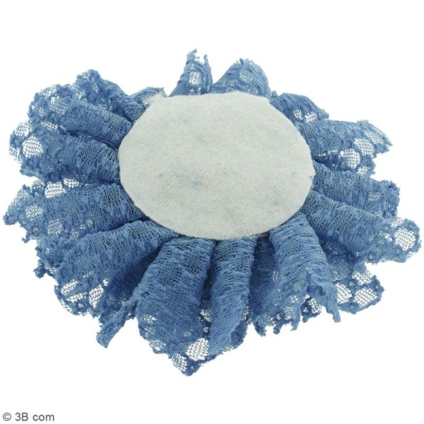 Fleur dentelle à coudre - Bleu jean - 10 cm de diamètre - Photo n°2