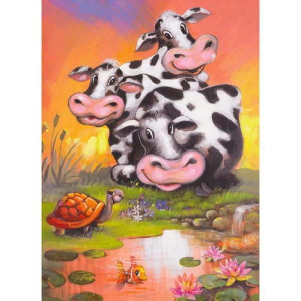 Image 3D Enfant - Vaches et tortue 24 x 30 cm - Photo n°1