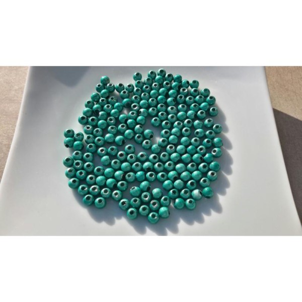 Perles intercalaires magique rondes, Perles acrylique, Perles vertes, 4 mm, 50 pcs - Photo n°1