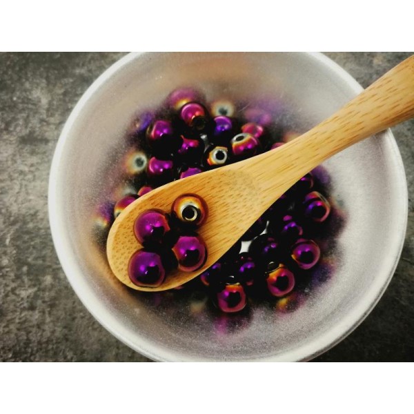 Perles hématite, Perles pierre fine, Violet métalisé, 10 mm, 5 pcs - Photo n°2