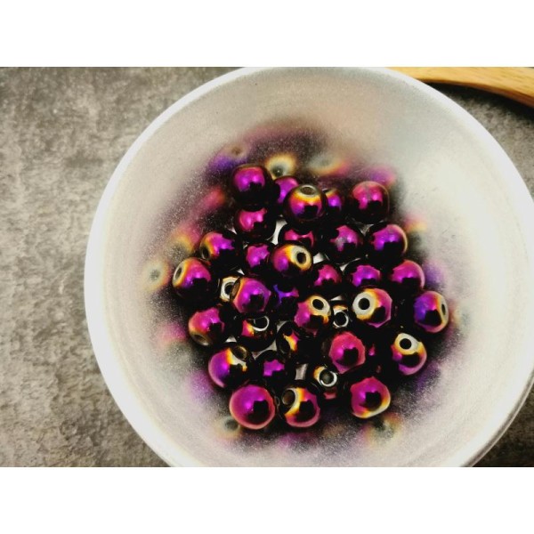 Perles hématite, Perles pierre fine, Violet métalisé, 10 mm, 5 pcs - Photo n°3
