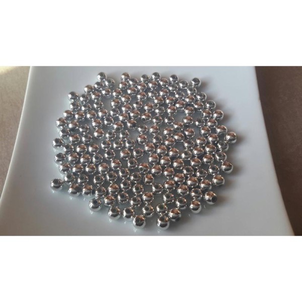 Perles intercalaires rondes lisses, Acrylique, couleur argenté, 5 mm, 50 pcs - Photo n°1