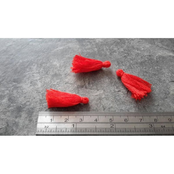 3 cm, Pendentifs pompons frange gland coton rouge, 5 pcs - Photo n°4