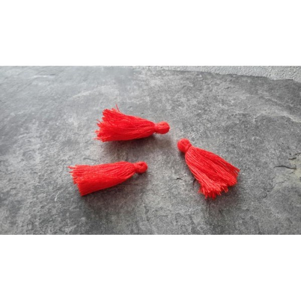3 cm, Pendentifs pompons frange gland coton rouge, 5 pcs - Photo n°1