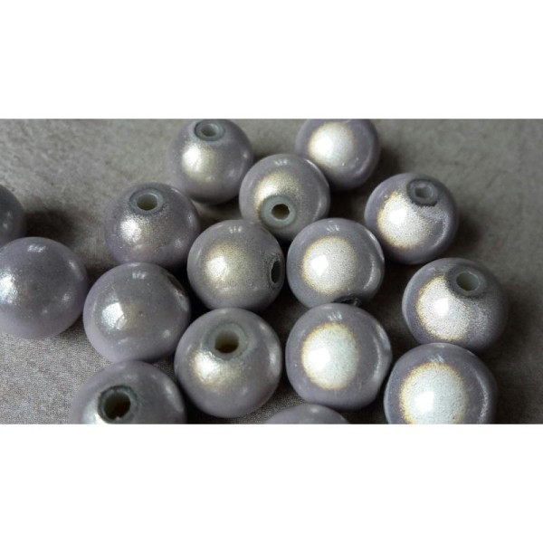 Perles magique miracle 3D, Perles intercalaires rondes, gris perle blanc, 10 mm, 10 pcs - Photo n°1