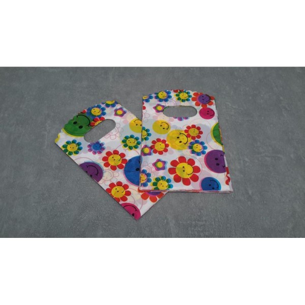 Sachets pochettes plastique fleurs multicolore 14x9 cm, 10 pcs - Photo n°2
