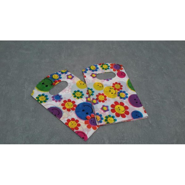 Sachets pochettes plastique fleurs multicolore 14x9 cm, 10 pcs - Photo n°3