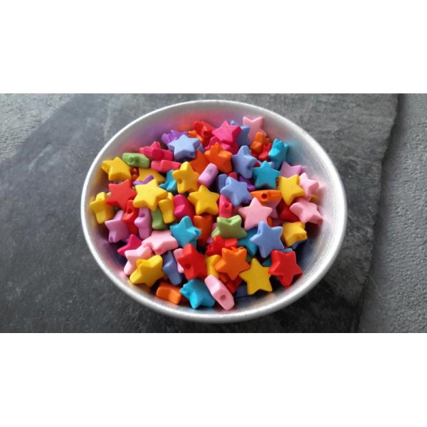 Perles intercalaires étoiles multicolores en acrylique, 9 mm, 50 pcs - Photo n°2