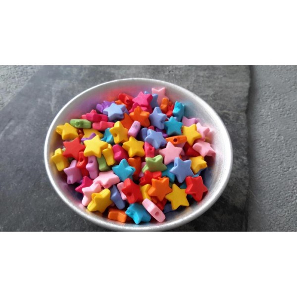 Perles intercalaires étoiles multicolores en acrylique, 9 mm, 50 pcs - Photo n°3