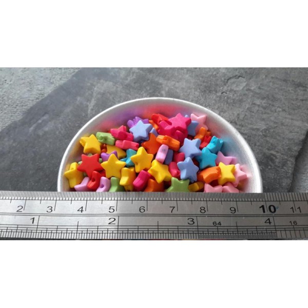 Perles intercalaires étoiles multicolores en acrylique, 9 mm, 50 pcs - Photo n°4