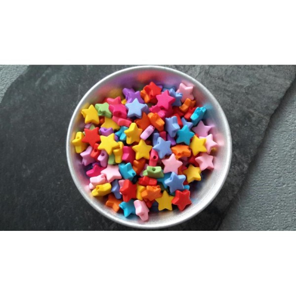 Perles intercalaires étoiles multicolores en acrylique, 9 mm, 50 pcs - Photo n°1