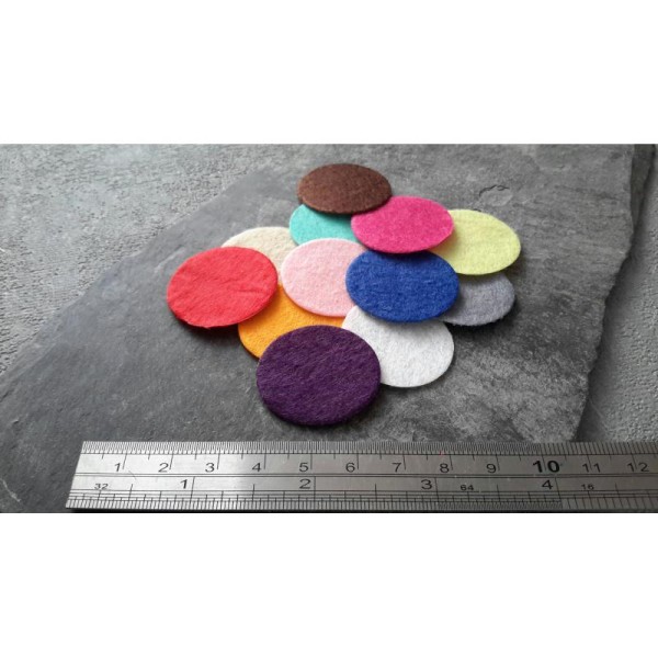 Patins ronds en feutrine multicolore, huile essentielles patch sequins , 20 pcs, 30 mm - Photo n°4
