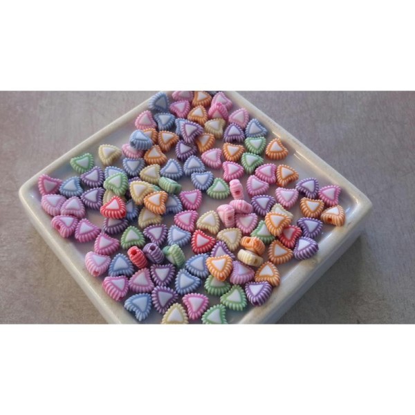 Perles intercalaires coeurs en bonbons multicolore, 8 mm, 50 pcs - Photo n°2