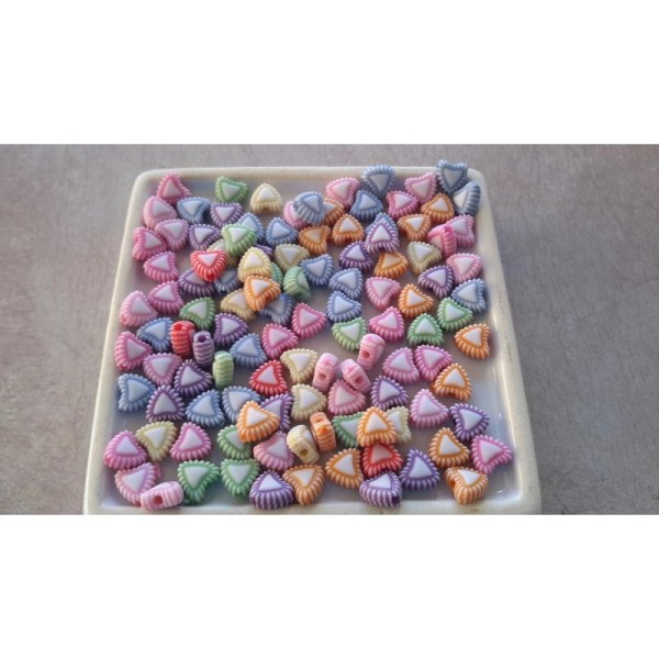 Perles intercalaires coeurs en bonbons multicolore, 8 mm, 50 pcs - Photo n°1
