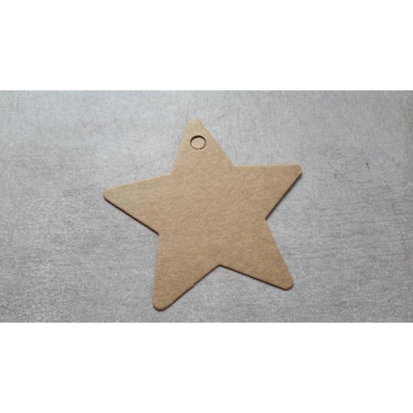 Etiquettes étoiles en papier carton marron à décorer, 6 cm, 10 pcs - Photo n°2