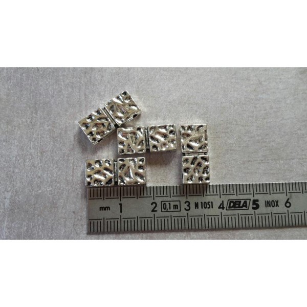 Perles intercalaire rectangle, Separateur ethnique, Métal argenté, 18 x 8.5 mm, 5 pcs - Photo n°3