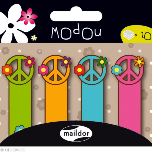 Mémo adhésif Modou Marker - Peace & Love Multicolore - 80 pcs - Photo n°1