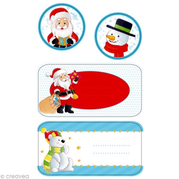 Etiquettes cadeaux Noël - 1 planche de 16 labels - Photo n°3