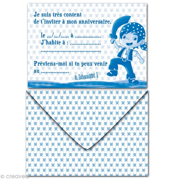 Cartes invitation anniversaires Pirates - Kit complet - Photo n°2