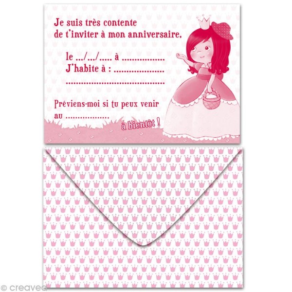 Cartes invitation anniversaires Princesses - Kit complet - Photo n°2
