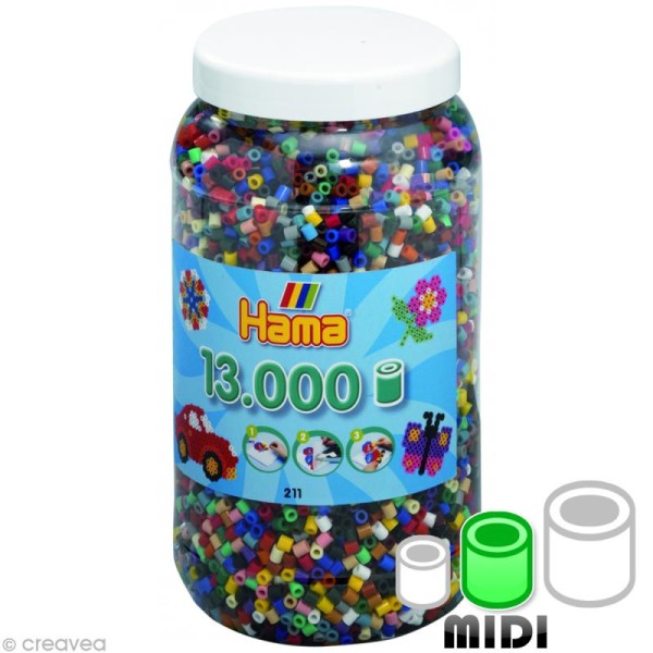 Perles Hama Midi diam. 5 mm - Assort. 22 couleurs x 13000 - Photo n°1