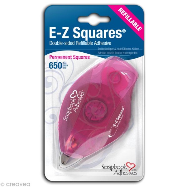 Dérouleur adhésif permanent E-Z Squares pastilles - rechargeable - 650 pièces - Photo n°1