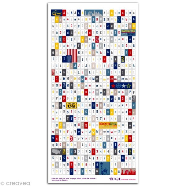 Stickers Alphabet New York - 1 planche 15 x 30 cm - Photo n°1