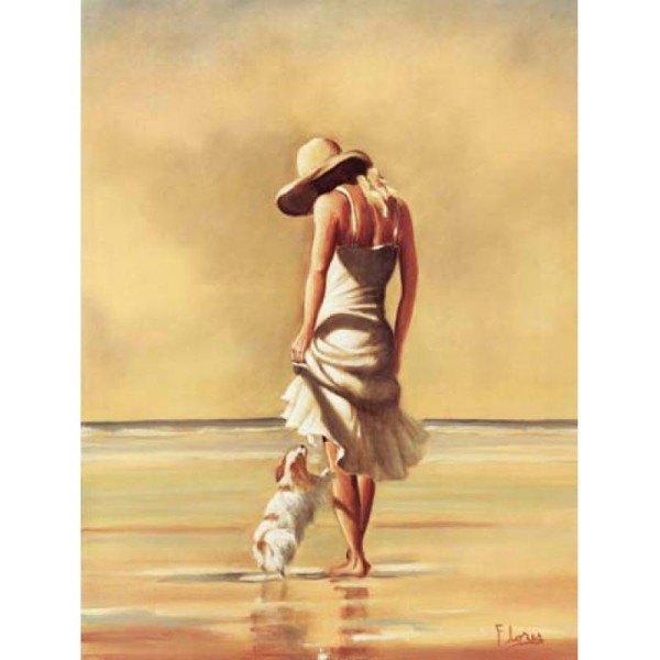 Image 3D Femme - Femme en blanc sur bord de mer 30 x 40 cm - Photo n°1