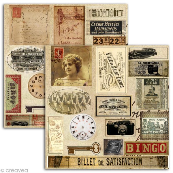 Stickers scrapbooking Etiquettes Vintage - 2 planches 15 x 30 cm - Photo n°3