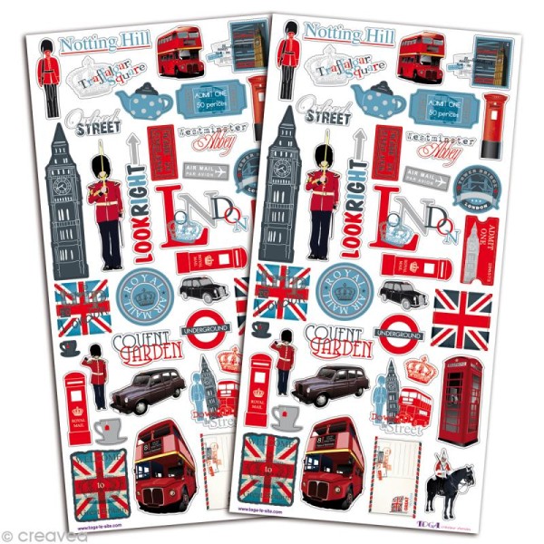 Stickers scrapbooking Londres - 2 planches 15 x 30 cm - Photo n°1