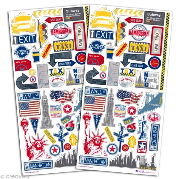 Stickers scrapbooking New York - 2 planches 15 x 30 cm - Photo n°1