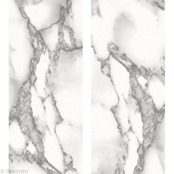 Adhésif décoratif pierre - Marbre blanc 45 cm x 3 m - Photo n°2