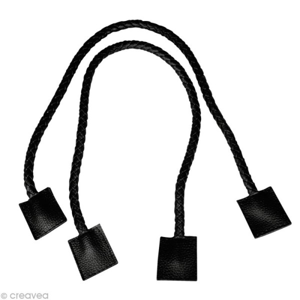Anses de sac en cuir synthétique noir - 70 x 1,2 cm - Photo n°1